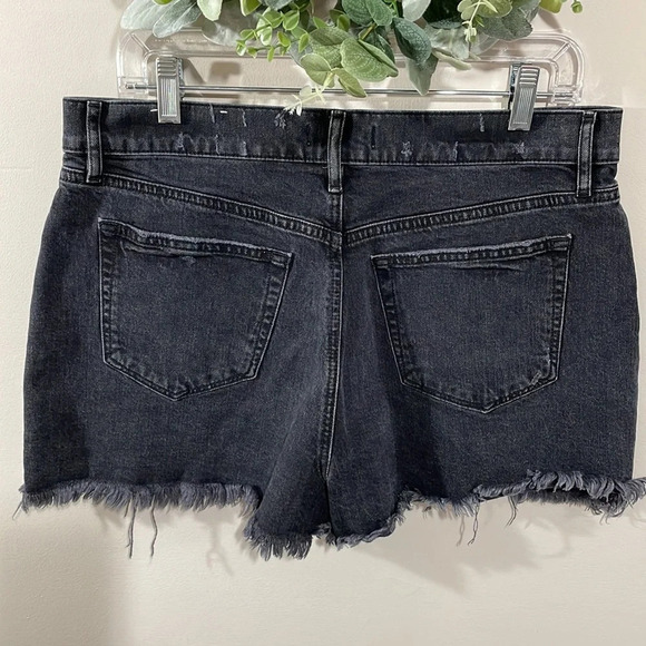 LOFT made and loved High Rise Frayed Cut Off Black Wash Denim Jean Shorts 30/10 - Picture 2 of 15